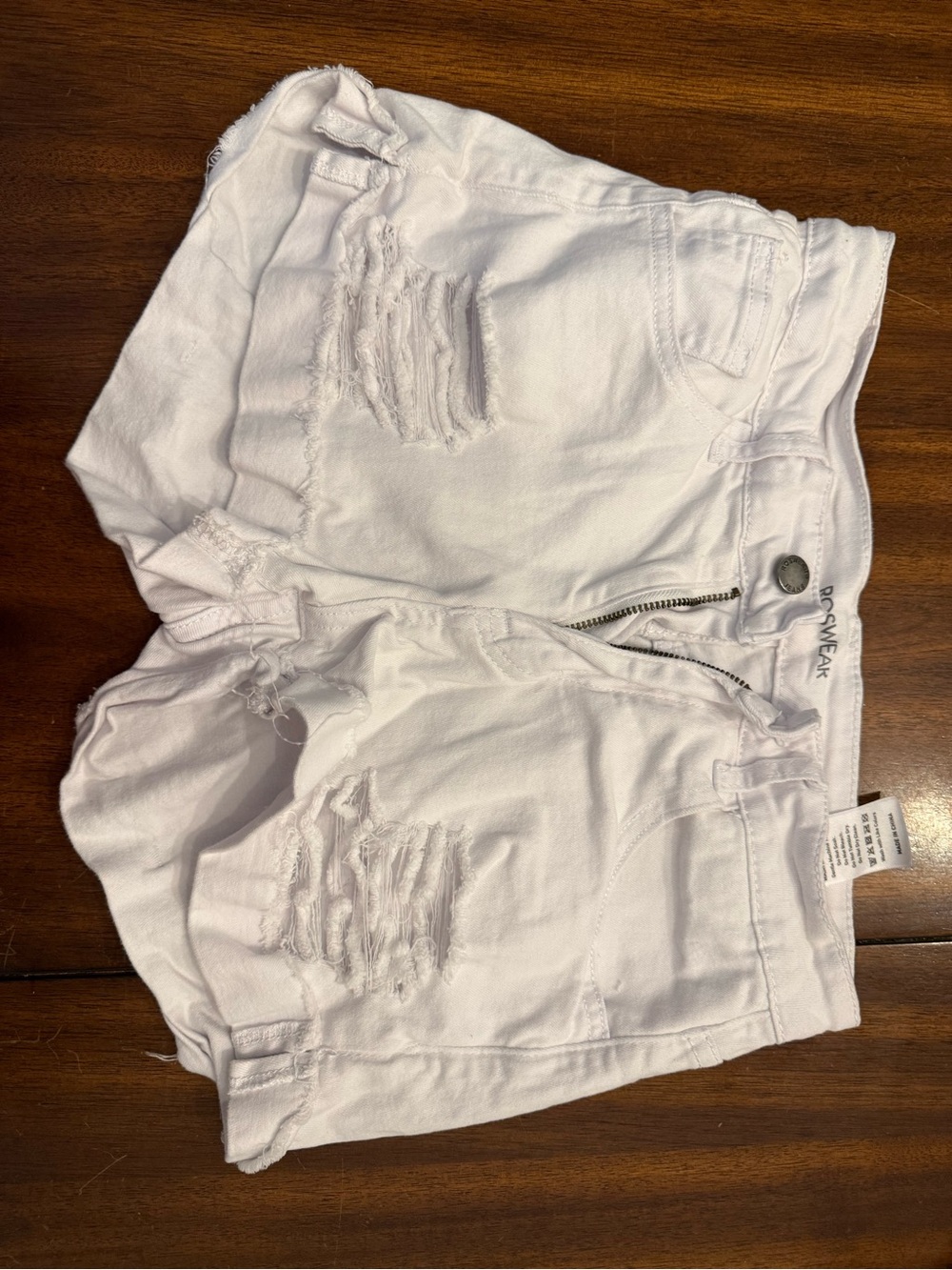 Roxy White Distressed Denim Jean Shorts